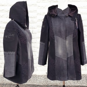 Naisten musta-harmaa Heleganssi takki